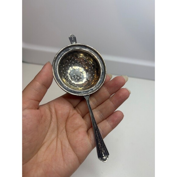 Hallmarked Watson Sterling Silver Tea Strainer WITH Drip Tray - Picture 3 of 12
